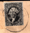 Us 1851 Washington 12 Cents Imperf Scott  17 Single On Cover Tied