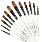 12 Pcs Filbert Paint Brushes Set  Artist Brush For Acrylic Oil Filbert White