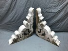 Antique Pair Large Roof Brackets 18x21 Shabby White Vtg Chic Corbels Old 515-24b
