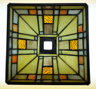 Vintage Mission Style Stained Glass Lamp Shade Arts   Crafts Square Pendant