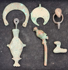 Lot Of 6 Ancient Bronze Antique Items     Mixed Bronze Age Style Pieces