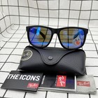 Ray-ban Classic Polarized Sunglasses Justin Rb4165 622 55 Blue Lens Black Frame