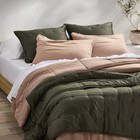 King Heavyweight Linen Blend Comforter And Sham Set Light Adobe Clay -