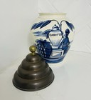 Antique Rare Delft Tabacco Jar 17th Century W brass Lid 