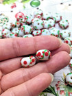 12 Pieces - Christmas Color Rondell Lampwork Glass Beads Charms Jewelry