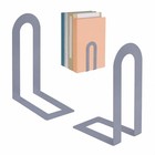 Set Of 2 Gray Metal Bookends For Shelves - Stylish   Durable  7 5x5 75x3 5 In