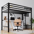 Loft Bed Twin Size With Ladder And Guardrail heavy Duty Metal Twin Loft Black