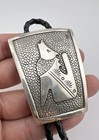Vintage Navajo Sterling Silver Stamped Detailed Howling Coyote Bolo Tie 2 5 