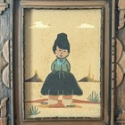Navajo Girl Sand Painting Framed Signed Native American Folk Art Vtg Southwest