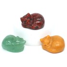 Natural Stone Sleeping Cat Statue Hand Carved Healing Crystal Animal Home Decor