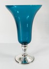 Mid-century Modern Gorham Turquoise Teal Sterling Silver Vase