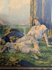 Vintage Original Maxfield Parrish Print Hilltop Art Deco Lithograph Framed