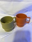 Vintage Tupperware Stackable Mugs Coffee Cups Tumbler Retro Kitchen Pair 1312-2
