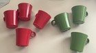 Vintage Set Of 7  Deka Grn red Coffee tea Cups Made In Usa-free Ship