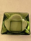 Vintage Square Green Glass Ashtray 4 5  With 4 Rest Pre-owned