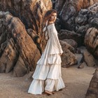 Boho Wedding Dress Beach Engagement Long Sleeve Tiered Off Shoulder Bridal Gowns
