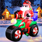 6ft Christmas Inflatables Motorcycle  Santa Claus Ride Motorcycle Blow Up Giant 