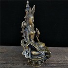 8  China Antique Bronze Tibetan Buddhism Green Tara Buddha Statue Sculpture