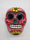 Mexican Folk Art Hand Painted Clay Sugar Skull Trinket Box Dia De Los Muertos