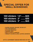 Custom Vinyl Stickers Pack Of 100     Round  Square Or Die Cut     Waterproof