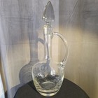 Vtg Toscany Glass Decanter Floral leaf Etched Glass W stopper Romania