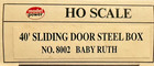 Model Power 8002 Ho Scale 40  Sliding Door Steel Box Car-baby Ruth-new