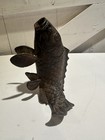 Japanese Vintage Iron Carp Koi Fish Sculpture Figure Vase