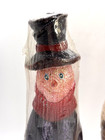 Snowman Carol Singers Candle X 3 Glittery Hand Painted Christmas 8 5  Nos