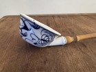 Antique Meissen Blue Onion Pattern Ladle Angled Wooden Handle Original Porcelain
