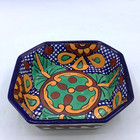 Mexican Pottery Octagonal Bowl Talavera Hand Painted Garay Lead Free Dish 6 5   