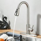 Kitchen Sink Faucet Brushed Nickel Single Handle Swivel Pull Down Sprayer Mixer