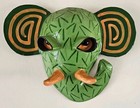 Vtg Gina Truex Paper Mache Mask Green Elephant      3d Art Wall Hanging Signed 