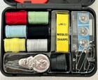 Singer Black Plastic Travel Case Sewing Kit Full Of Notions