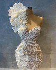Luxury Mermaid Wedding Dress With One Shoulder Lace Beaded Crystal Bridal Gowns