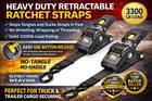 2 Inch Seatbelt Heavy Duty Grade Retractable Ratchet Straps     3300lb Tie Downs