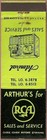 Vintage Rca And Admiral Tv Dealer   Arthur   s   Matchcover Brookline  Ma Mass 