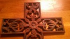 Large Cast Iron Wall Cross Rustic Floral Fleur-de-lis Decor 13x9