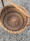 Large Antique Woven Ash Gathering Basket W  Bentwood Handle 15   