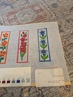 Vintage Needlepoint Canvas 1970s Dritz Bookmarks Floral Mistletoe 4 Seasons