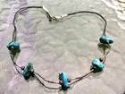 Vtg Antique Navajo Native American Liquid Sterling Silver Turquoise Necklace