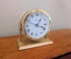 Vintage Chelsea Heavy Brass Desk Mantel Swivel Clock Germany Quartz Nautical