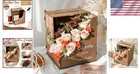 Wooden Wedding Card Box With Wave Flower Trough Decorative Reception Gift Holder