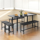 Dining Table Set For 4-6  5-piece Kitchen Table Chairs Set  63    Extendable Table