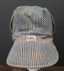 Vintage 1940s 1950s Railroad Conductor Cap Hat Lee Denim Stripe Og Choo Choo Hat