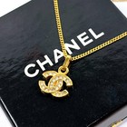 Chanel Cc Logo Necklace Coco Rhinestones Goldtone Vintage Authentic Japan B1634