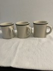 Vintage Victor  Diner Mugs Green Stripe  Set Of 3  Heavy Restaurant  Ware