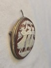 Antique Shell Cameo Three Graces Brooch Pendant 800 Silver Italian