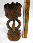 Vintage Mcm Cryptomeria Wood Candle Holder Rustic Folk Art  8  Tall