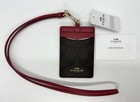 Coach Signature Lanyard Id Badge Card Case Holder Brown True Red 63274  65