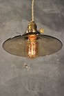 Vintage Industrial Pendant Light With Smoked Glass Lamp Shade
